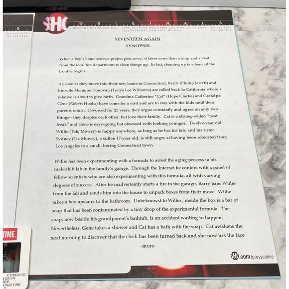 Showtime Movie Press Kit Seventeen Again Tia Mowry Tamera Mowry Robert Hooks - Picture 4 of 8